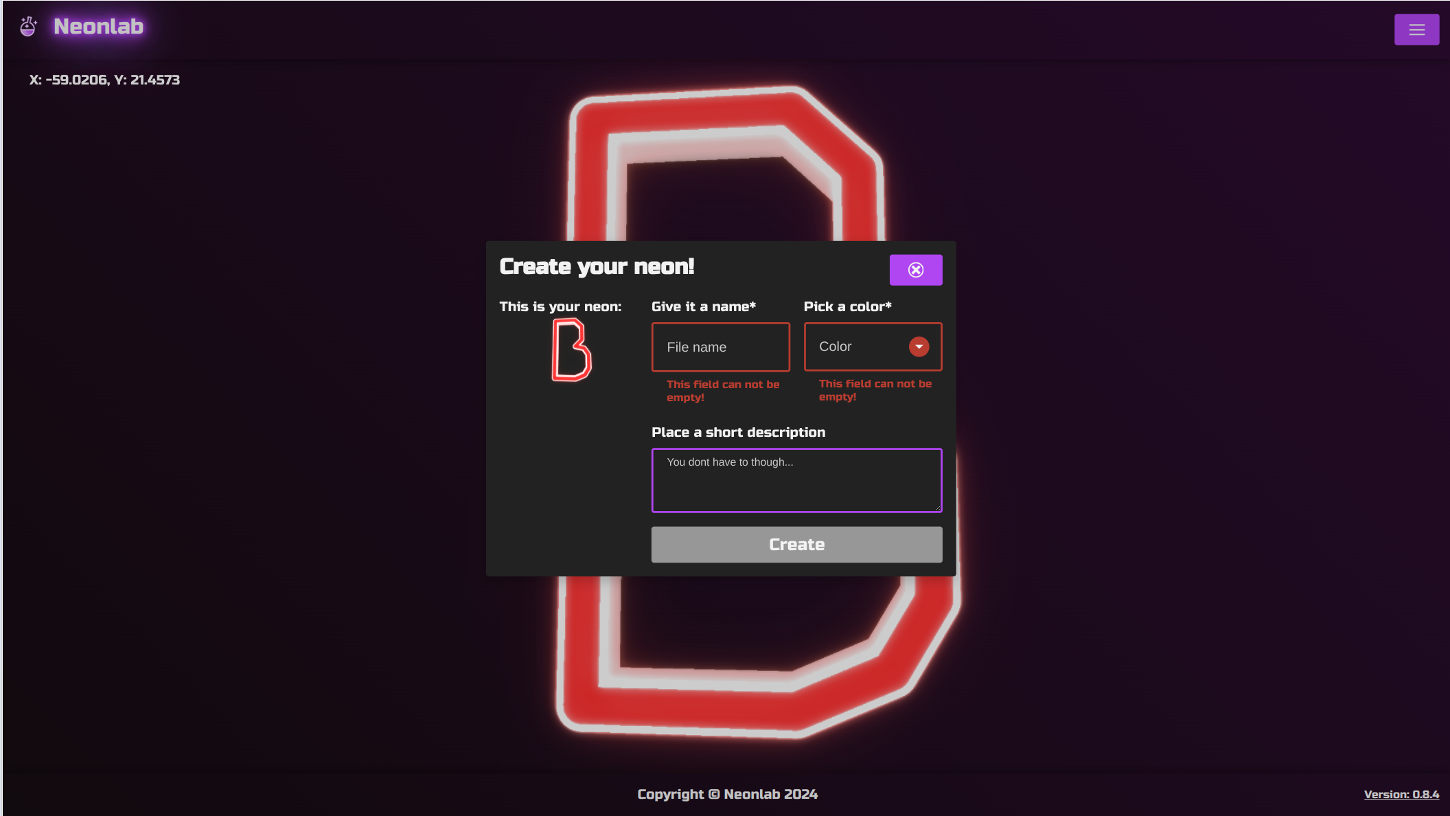 Neonlab App Tutorial Create Neon